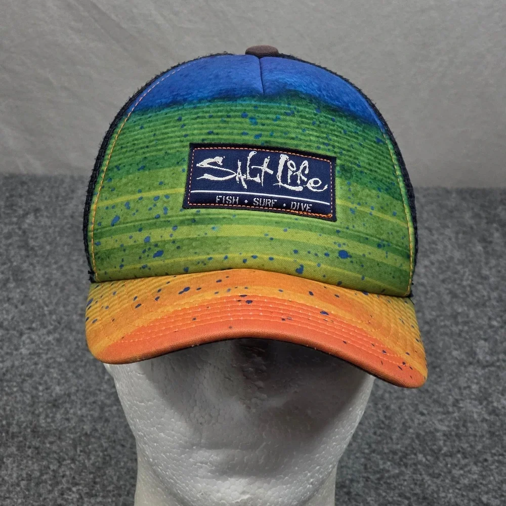 Salt Life‎ Trucker Hat Youth Cap Colorful Mahi Mahi Gradient Fishing Snapback